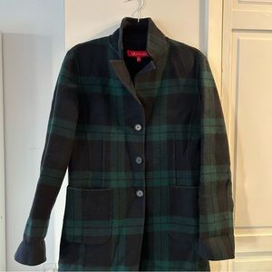 Vintage Anne Klein Blackwatch Plaid Tartan Coat